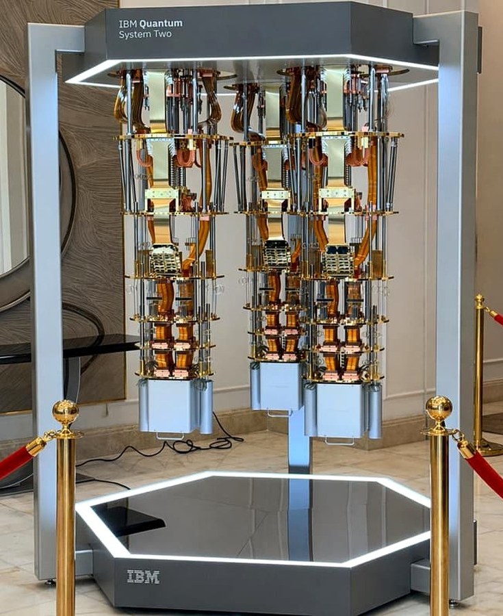 IBM Quantum System Two — the cryogenic assembly that holds the qubits